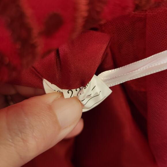 UNKNOWN Garnet Red High Low Corset Lace Sheer Prom Wedding Womens 22 FLAWED - Picture 3 of 12